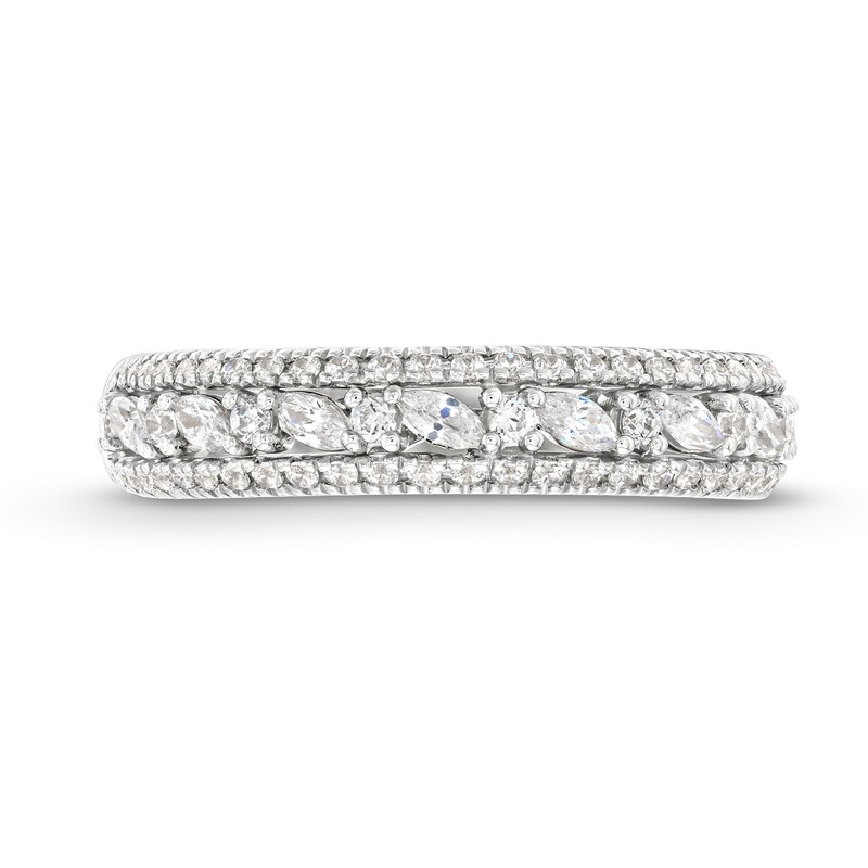 Main Image 4 of Vera Wang Love Collection 5/8 CT. T.W. Diamond Edge Vintage-Style Wedding Band in 14K White Gold