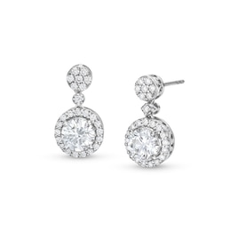 2-1/2 CT. T.W. Lab-Grown Diamond Halo Drop Earrings in 10K White Gold