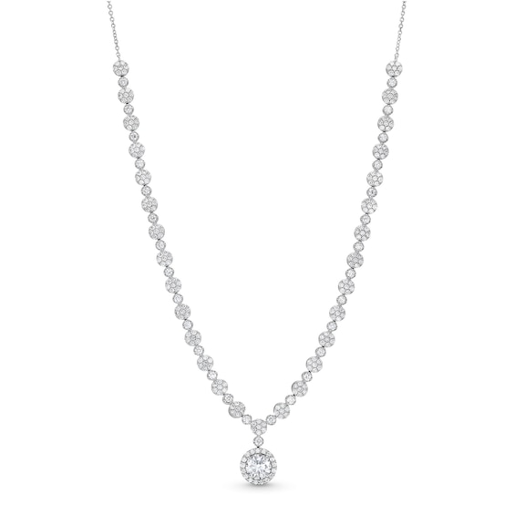 4 CT. T.w. Lab-Grown Diamond Halo Drop Necklace in 10K White Gold