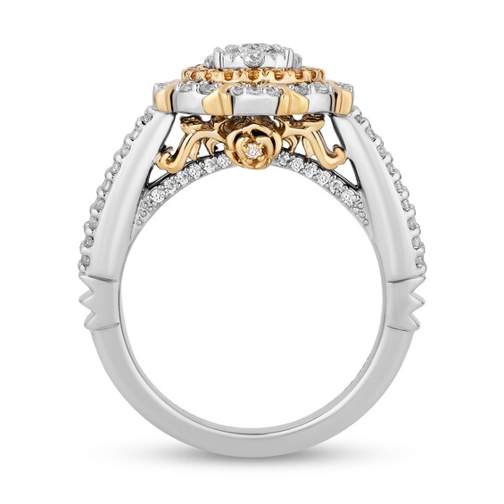 Enchanted Disney Belle 3/4 CT. T.w. Oval Multi-Diamond and Citrine Double Frame Engagement Ring in 14K Two-Tone Gold