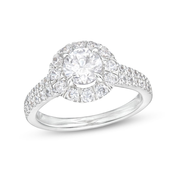 Vera Wang Love Collection Certified Center Diamond 2 CT. T.w. Flower Frame Engagement Ring in 14K White Gold (I/Si2)