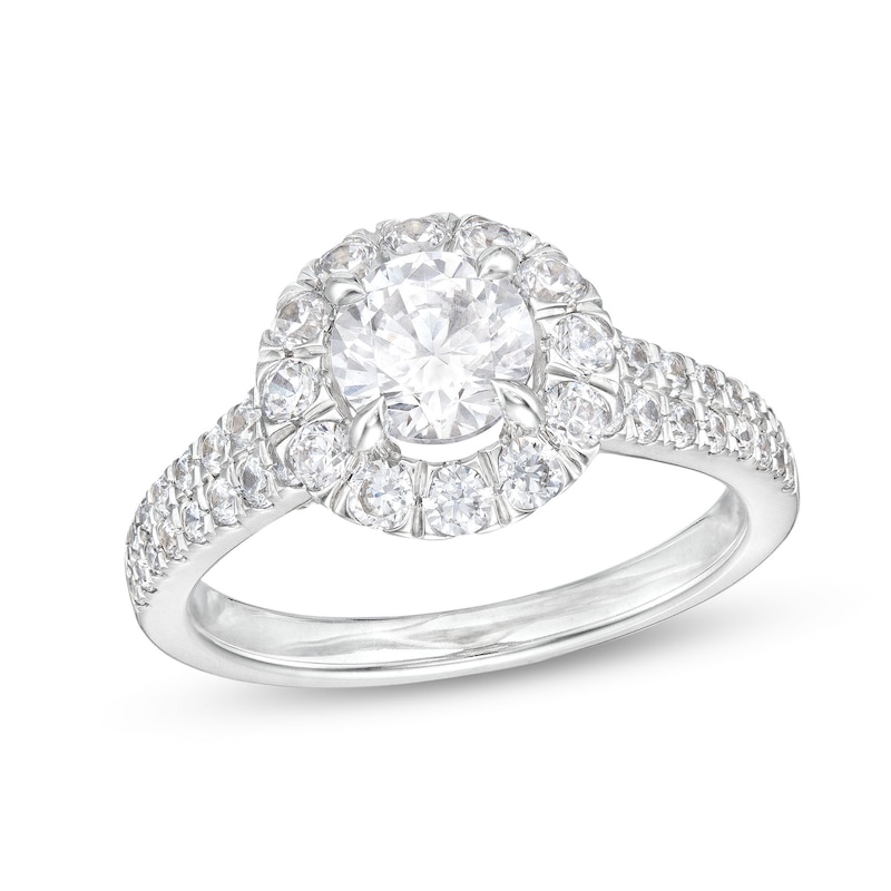 Vera Wang Love Collection Certified Center Diamond 2 CT. T.W. Flower Frame Engagement Ring in 14K White Gold (I/SI2)