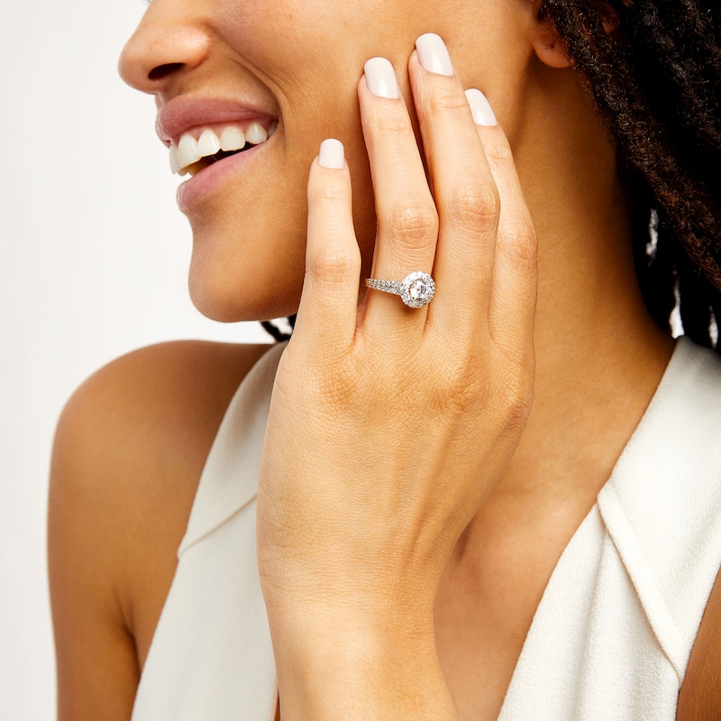 Main Image 2 of Vera Wang Love Collection Certified Center Diamond 2 CT. T.W. Flower Frame Engagement Ring in 14K White Gold (I/SI2)
