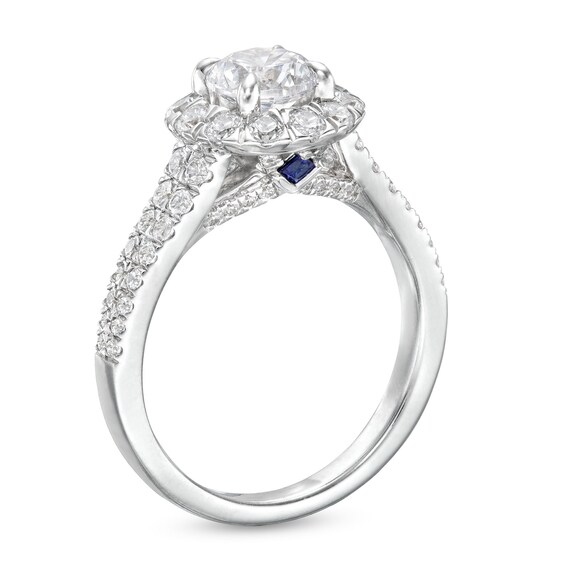 Vera Wang Love Collection Certified Center Diamond 2 CT. T.w. Flower Frame Engagement Ring in 14K White Gold (I/Si2)