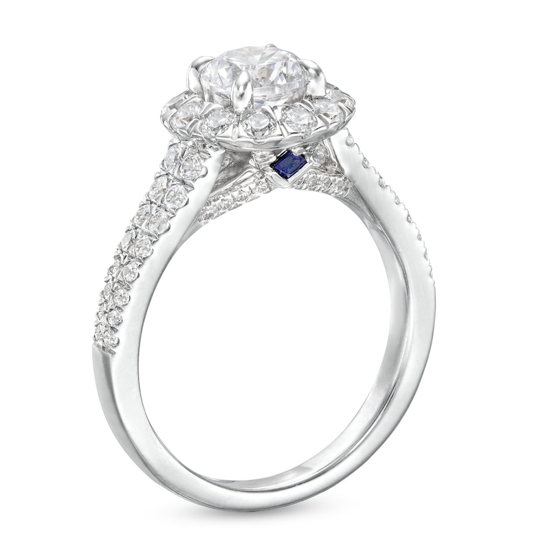 Main Image 3 of Vera Wang Love Collection Certified Center Diamond 2 CT. T.W. Flower Frame Engagement Ring in 14K White Gold (I/SI2)