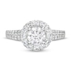 Thumbnail Image 4 of Vera Wang Love Collection Certified Center Diamond 2 CT. T.W. Flower Frame Engagement Ring in 14K White Gold (I/SI2)