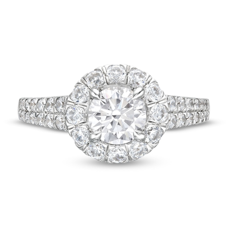 Main Image 4 of Vera Wang Love Collection Certified Center Diamond 2 CT. T.W. Flower Frame Engagement Ring in 14K White Gold (I/SI2)