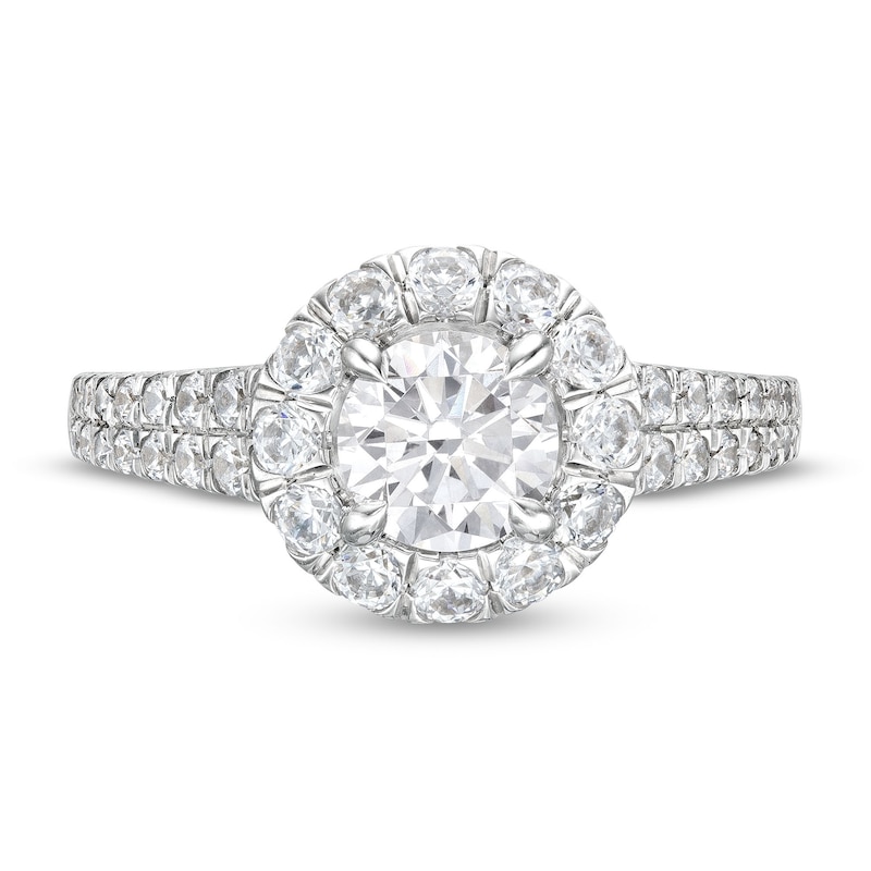 Vera Wang Love Collection Certified Center Diamond 2 CT. T.W. Flower Frame Engagement Ring in 14K White Gold (I/SI2)