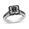 Thumbnail Image 1 of Enchanted Disney Villains Maleficent 1 CT. T.W. Black and White Quad Diamond Frame Engagement Ring in 14K White Gold