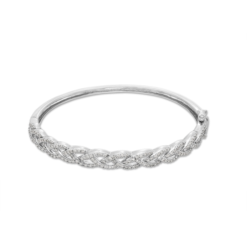 Main Image 1 of 1 CT. T.W. Diamond Braided Bangle in Sterling Silver – 7.5"
