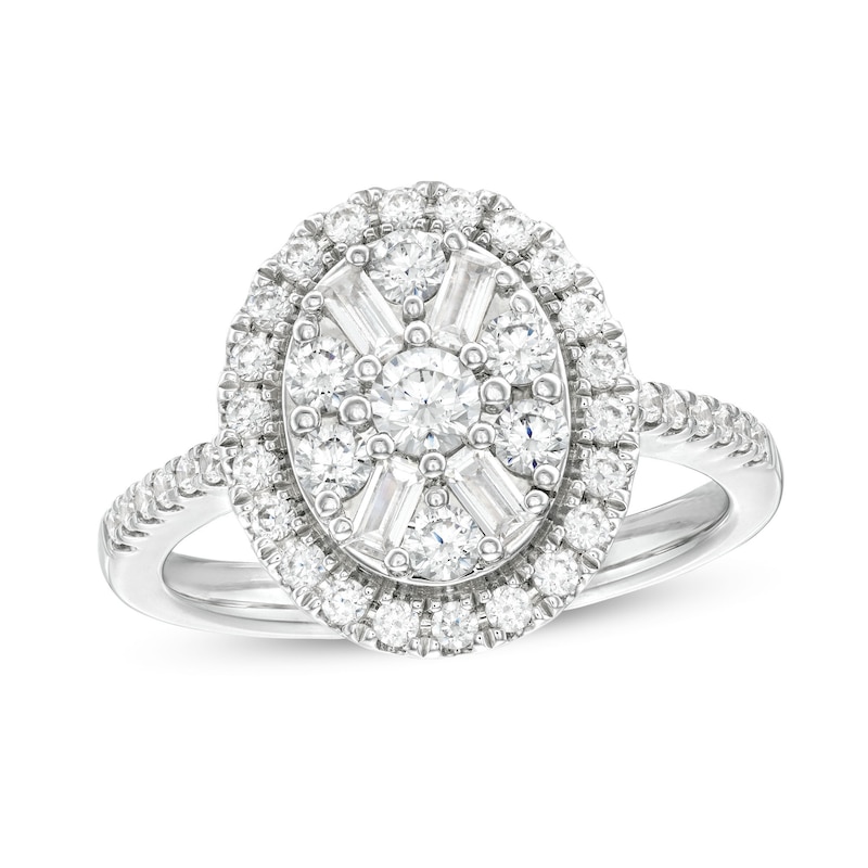 Main Image 1 of 1 CT. T.W. Oval-Shaped Multi-Diamond Frame Ring in 10K White Gold