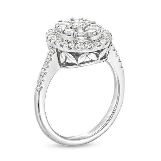 1 CT. T.w. Oval-Shaped Multi-Diamond Frame Ring in 10K White Gold