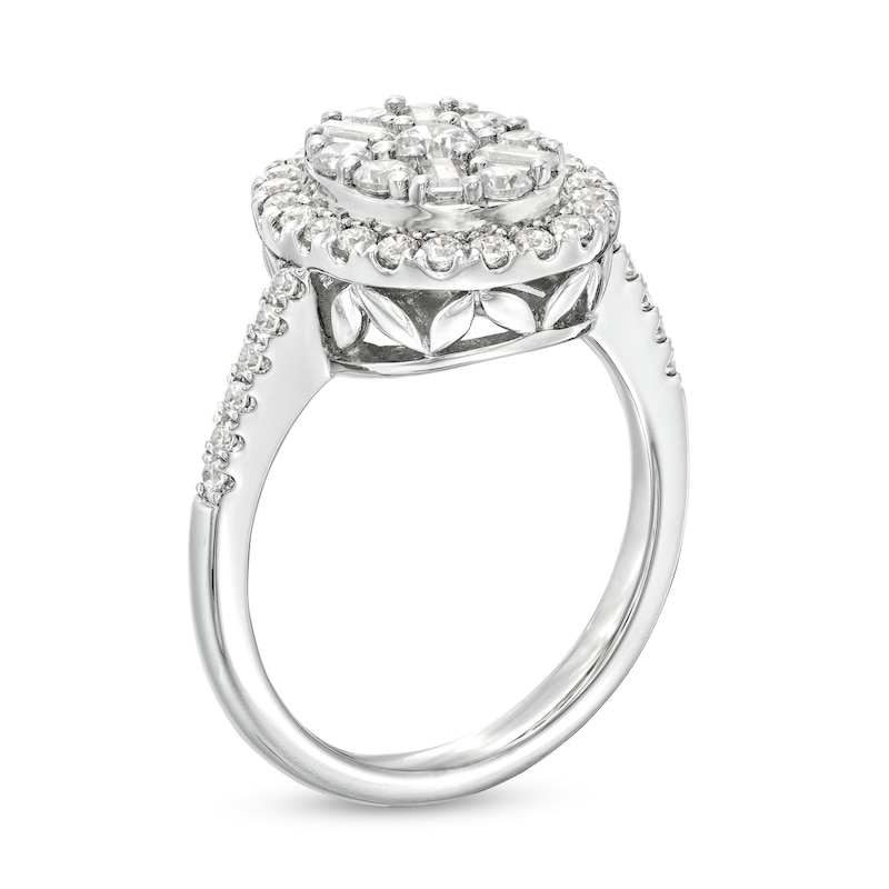 1 CT. T.W. Oval-Shaped Multi-Diamond Frame Ring in 10K White Gold