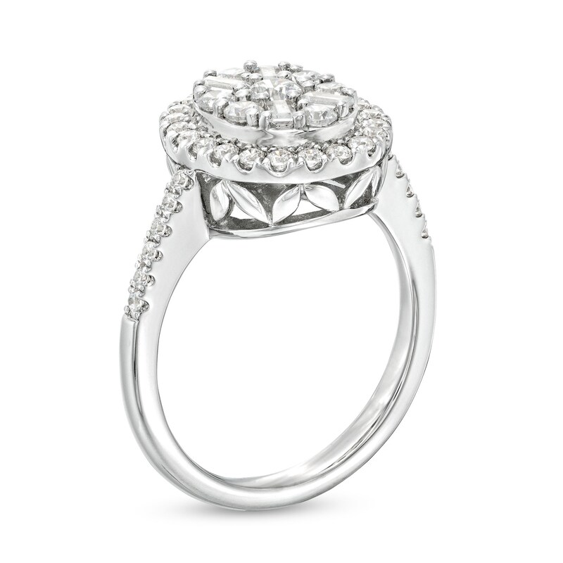 Main Image 3 of 1 CT. T.W. Oval-Shaped Multi-Diamond Frame Ring in 10K White Gold