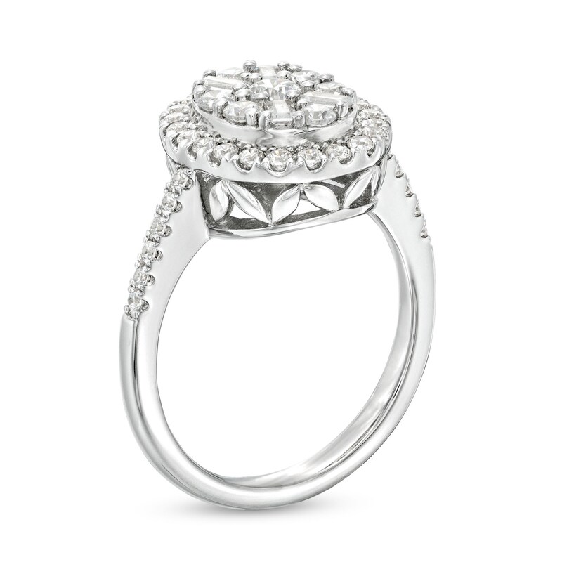 1 CT. T.W. Oval-Shaped Multi-Diamond Frame Ring in 10K White Gold