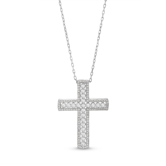 1/2 CT. T.w. Diamond Frame Cross Pendant in 10K White Gold