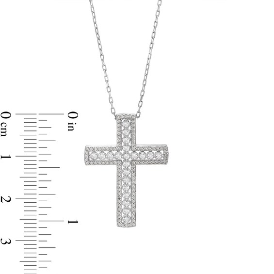 1/2 CT. T.w. Diamond Frame Cross Pendant in 10K White Gold