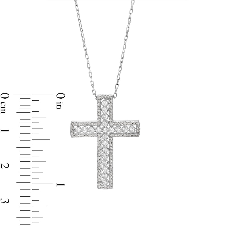 Main Image 3 of 1/2 CT. T.W. Diamond Frame Cross Pendant in 10K White Gold