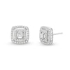 Thumbnail Image 1 of 1 CT. T.W. Princess-Cut Diamond Double Cushion-Shaped Frame Stud Earrings in 10K White Gold