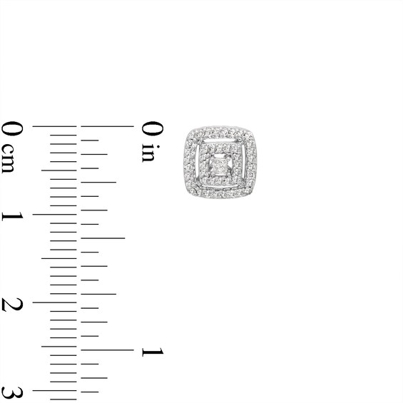 1/4 CT. T.w. Princess-Cut Diamond Double Cushion-Shaped Frame Stud Earrings in 10K White Gold