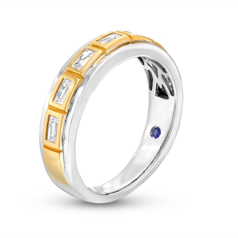 Men's Vera Wang Love Collection 1/2 CT. T.W. Baguette Diamond Station Wedding Band in 14K Two-Tone Gold