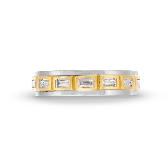 Vera Wang Men's 1/2 CT. T.w. Baguette Diamond Station Wedding Band in 14K Two-Tone Gold