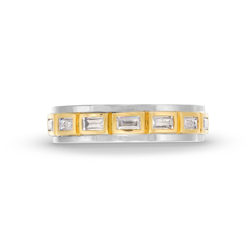 Main Image 4 of Vera Wang Men's 1/2 CT. T.W. Baguette Diamond Station Wedding Band in 14K Two-Tone Gold