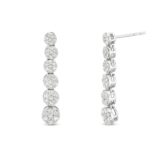 5/8 CT. T.w. Multi-Diamond Graduated Drop Earrings in 10K White Gold
