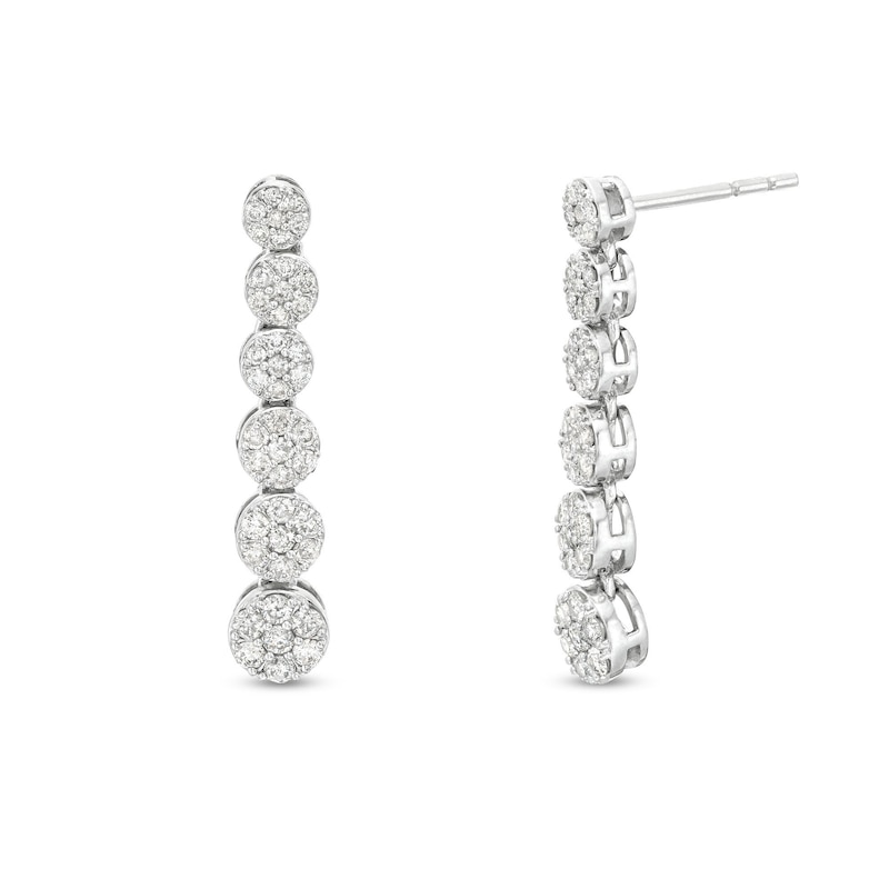 Main Image 1 of 5/8 CT. T.W. Multi-Diamond Graduated Drop Earrings in 10K White Gold
