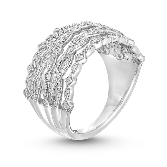 1/2 CT. T.w. Diamond Multi-Row Art Deco Ring in 10K White Gold