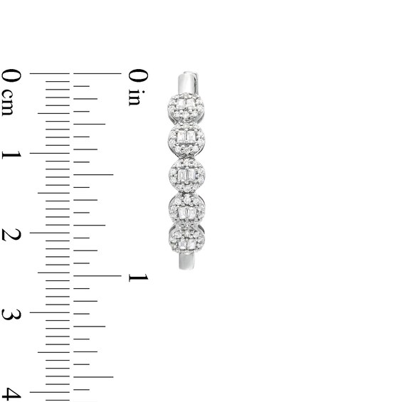 1/2 CT. T.w. Multi-Diamond Five Stone Hoop Earrings in 10K White Gold