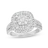 Thumbnail Image 1 of 1 CT. T.W. Cushion-Shaped Multi-Diamond Double Frame Triple Row Ring in 10K White Gold