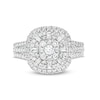Thumbnail Image 4 of 1 CT. T.W. Cushion-Shaped Multi-Diamond Double Frame Triple Row Ring in 10K White Gold