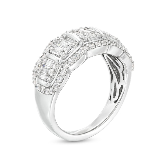 1 CT. T.w. Cushion-Shaped Multi-Diamond Scallop Edge Band in 10K White Gold
