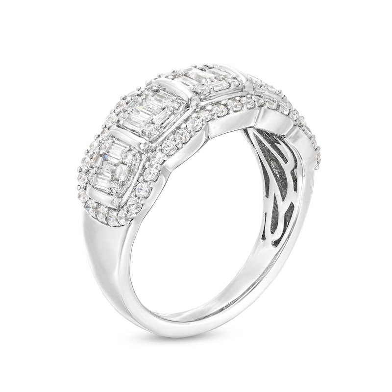 Main Image 3 of 1 CT. T.W. Cushion-Shaped Multi-Diamond Scallop Edge Band in 10K White Gold
