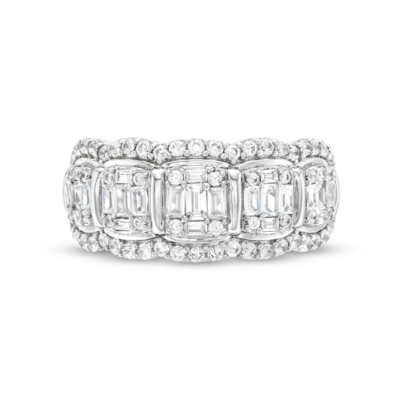 1 CT. T.w. Cushion-Shaped Multi-Diamond Scallop Edge Band in 10K White Gold