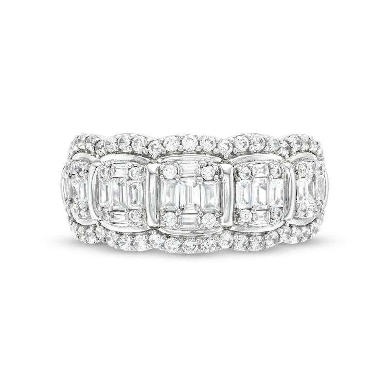 Main Image 4 of 1 CT. T.W. Cushion-Shaped Multi-Diamond Scallop Edge Band in 10K White Gold