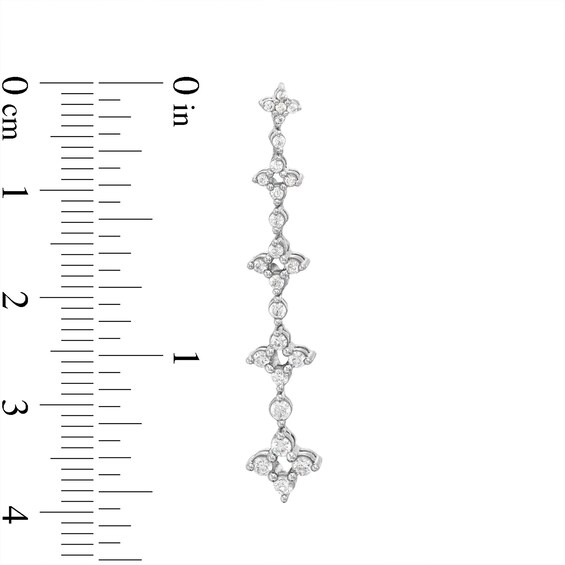 3/4 CT. T.w. Diamond Graduated Flower Drop Earrings in 10K White Gold