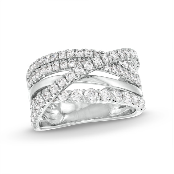 1-1/2 CT. T.w. Diamond Crossover Multi-Row Ring in 10K White Gold
