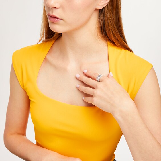 1-1/2 CT. T.w. Diamond Crossover Multi-Row Ring in 10K White Gold