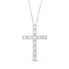 Thumbnail Image 0 of 3/4 CT. T.W. Emerald-Shaped Multi-Diamond Cross Pendant in 10K White Gold