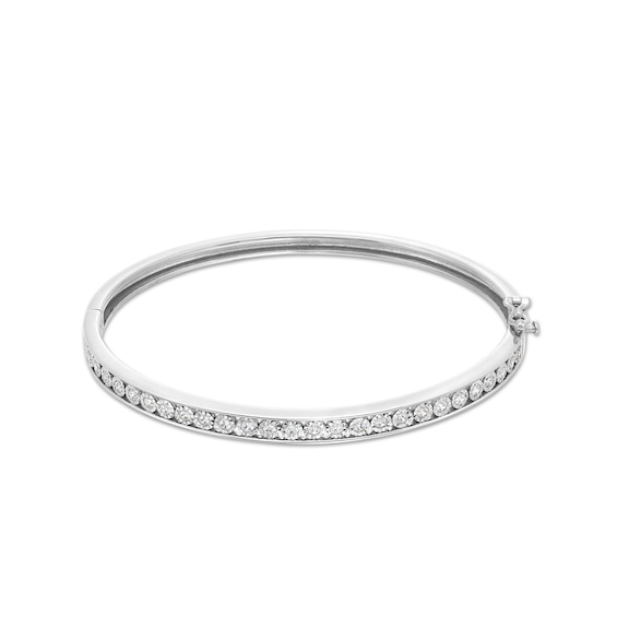 1/2 CT. T.w. Diamond Lined Bangle in Sterling Silver