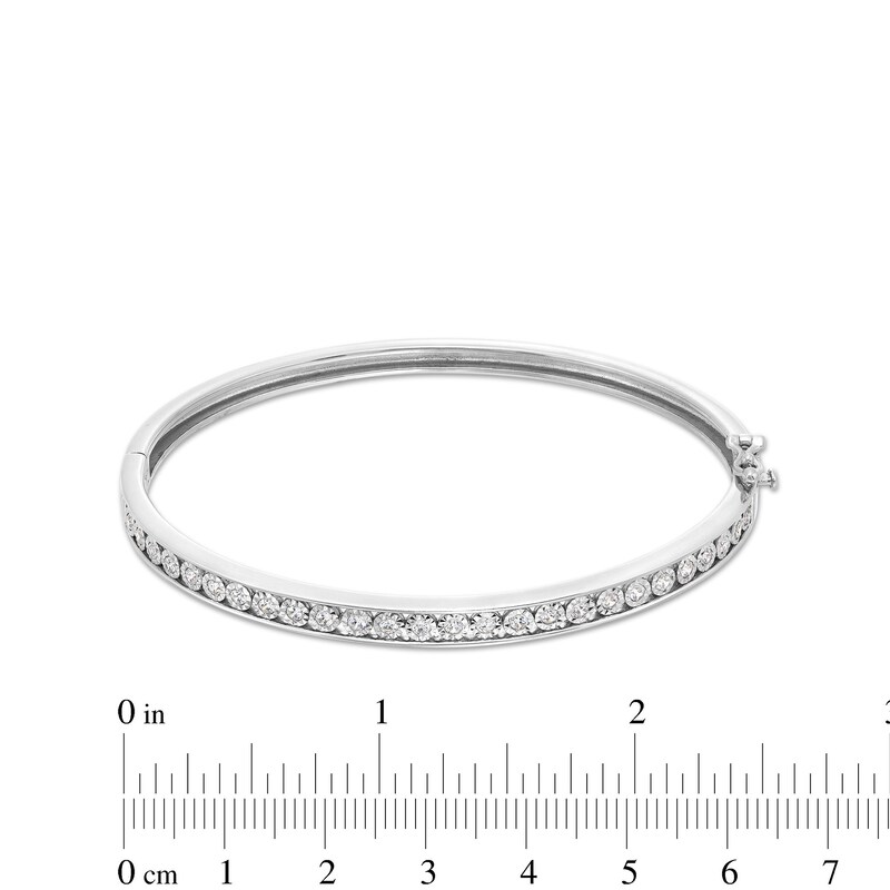 Main Image 3 of 1/2 CT. T.W. Diamond Lined Bangle in Sterling Silver
