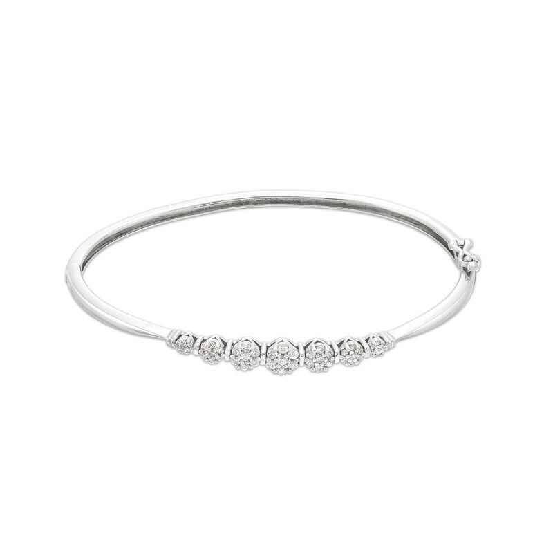 Main Image 1 of 1/2 CT. T.W. Diamond Graduated Bangle in 10K White Gold