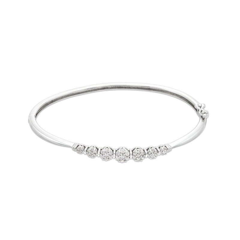 1/2 CT. T.W. Diamond Graduated Bangle in 10K White Gold