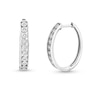 Thumbnail Image 1 of 1/4 CT. T.W. Diamond Oval Hoop Earrings in Sterling Silver