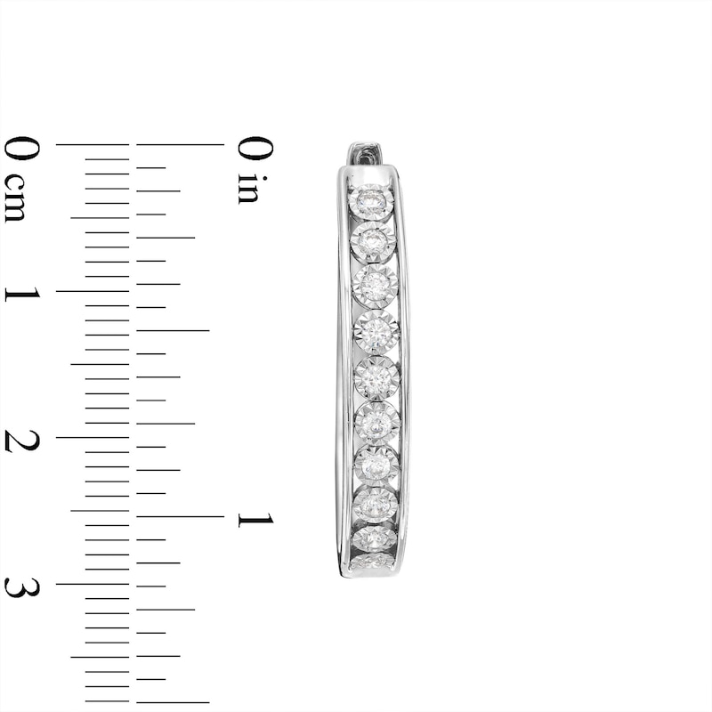 Main Image 3 of 1/2 CT. T.W. Diamond Oval Hoop Earrings in Sterling Silver