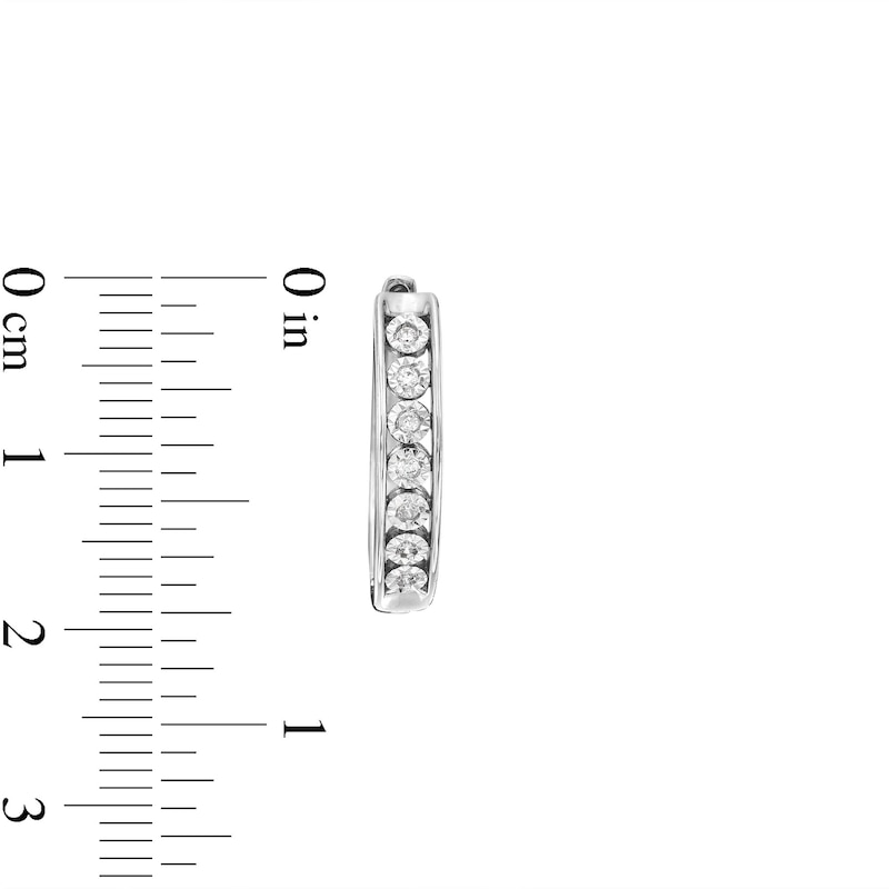 Main Image 3 of 1/10 CT. T.W. Diamond Oval Hoop Earrings in Sterling Silver