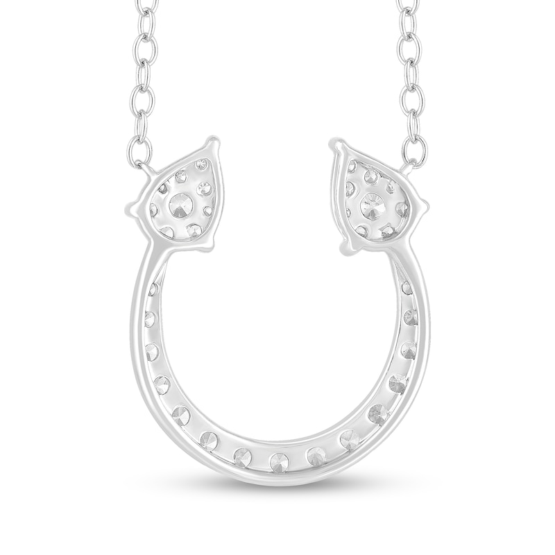 Main Image 2 of 1/3 CT. T.W. Multi-Diamond Pear Horseshoe Necklace in 10K White Gold