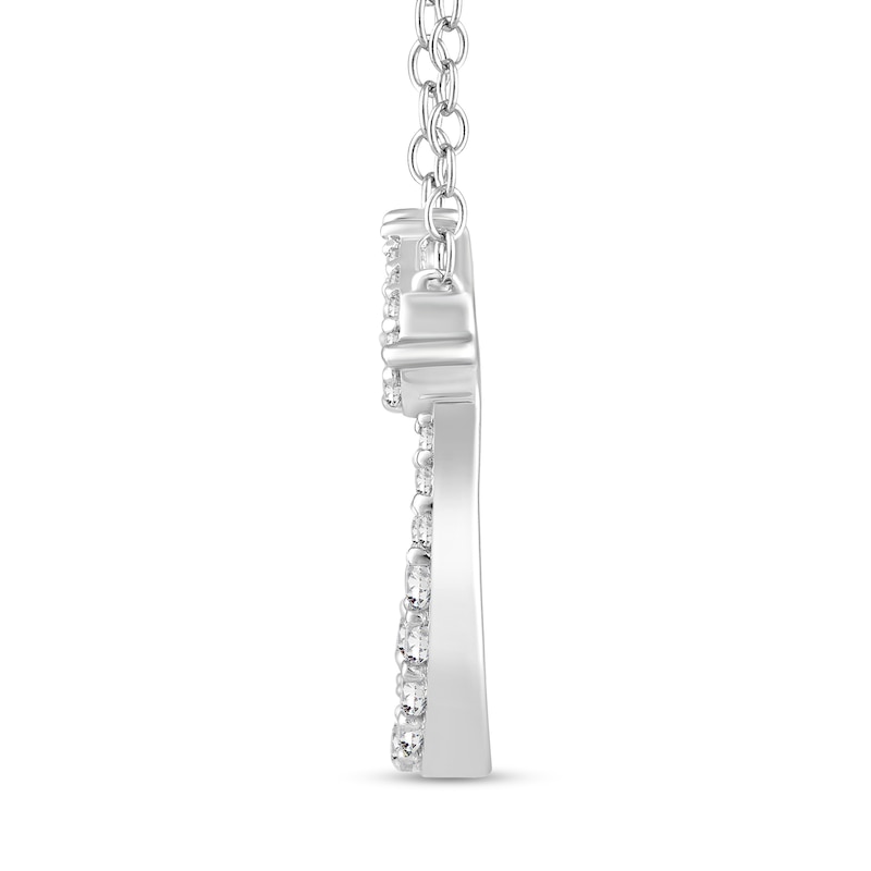 Main Image 3 of 1/3 CT. T.W. Multi-Diamond Pear Horseshoe Necklace in 10K White Gold